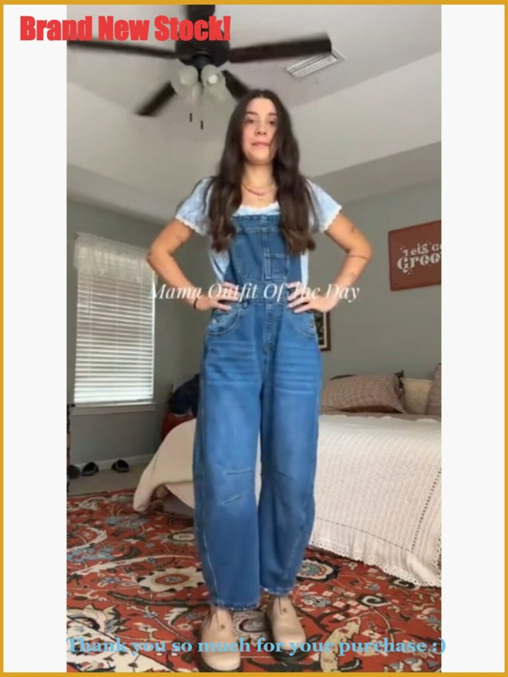 Denim Bib Overalls Barrel Wide Leg Baggy Adjustable Strap Jumpsuit - Picture 7 of 7